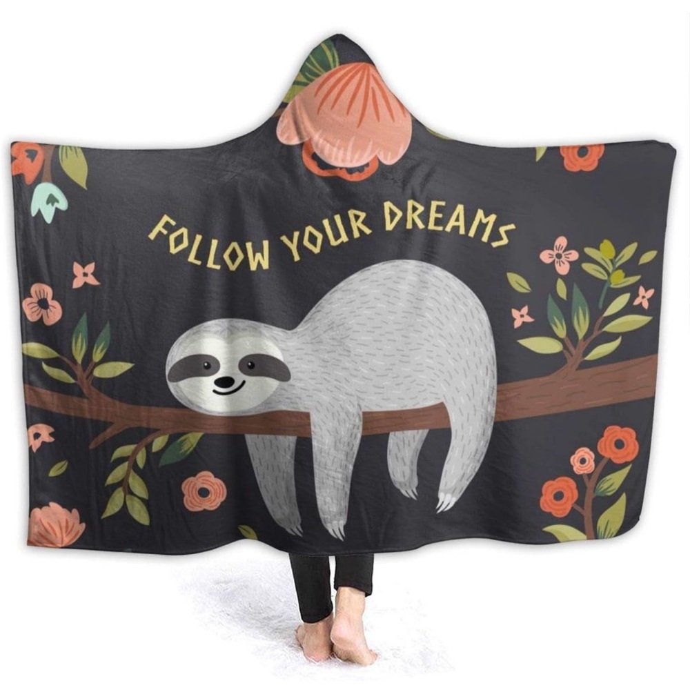 NWT Sloth Designed Hoodie Blanket